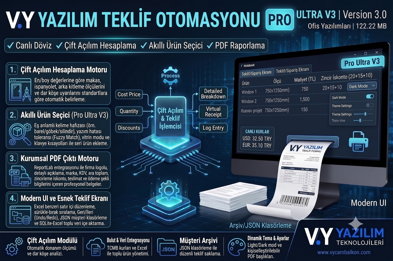 VyYazilim - Teklif Otomasyon (Teklif Otomasyonu / Çift Açılım Hesaplayıcı)