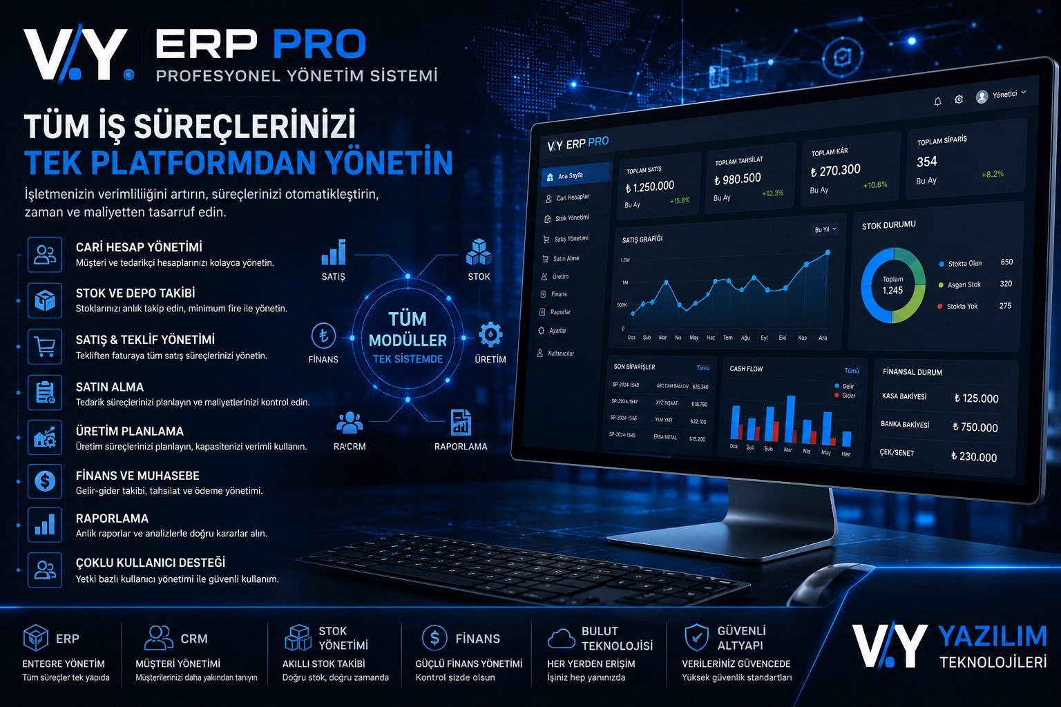 VY YAZILIM CARİ ERP - PROFESYONEL YÖNETİM SİSTEMİ